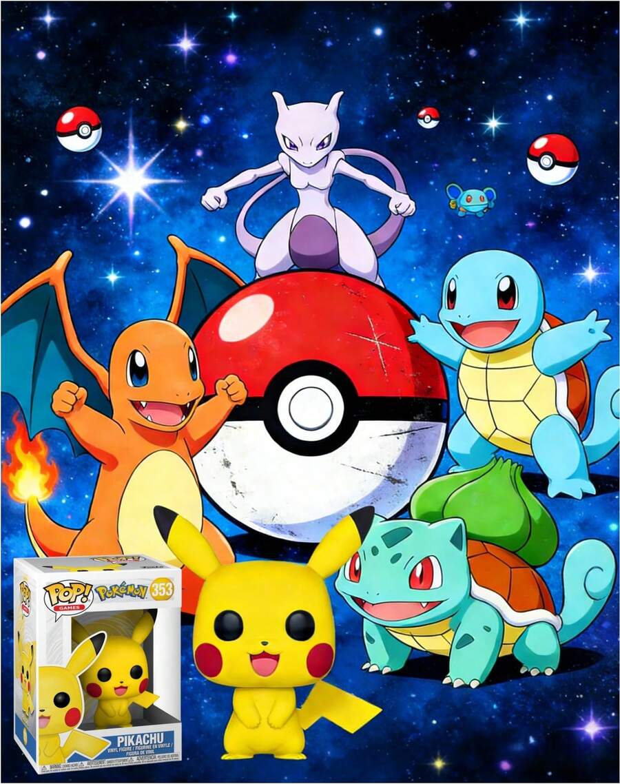 Funko Vinyl Figure, Pokemon Pikachu Collectible With Window Box Display, No. 353, Retail Exclusive "Only At" Sticker Style - 1PC - View 1