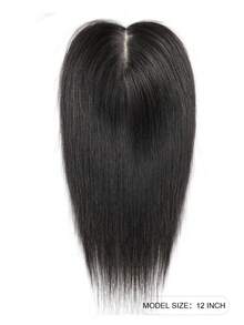 Human Hair Toppers Free Parted 10x12cm Base Hand-Wovened 100% Real Hairpieces, With Invisible Clips-In For Women, For High Hairline/Adding Volume On Top Natural Black Color - Natural Black - View 3