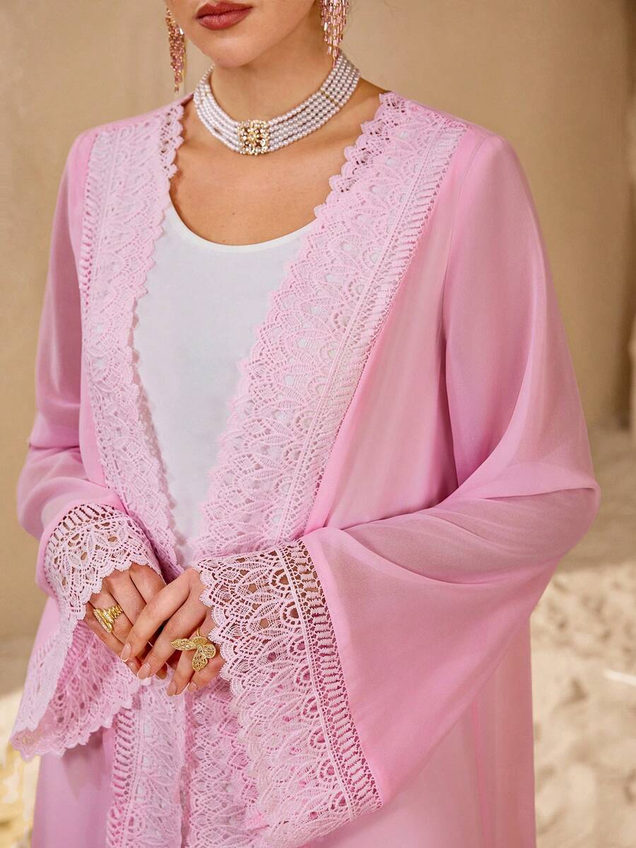 Modelyn Women's Turkish Maxi Dress & Arabic Traditional Abaya - Pink - View 1