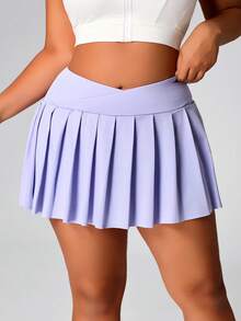 Rhythm Era Rhythm Era 大码女式运动短裙/裙裤，纯色，时尚百搭，适合夏季穿着 - 淡紫色 - 查看 4