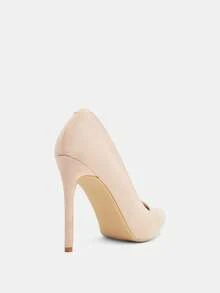 Glitzique Fall/Winter Elegant Apricot Pumps For Women, Minimalist Point Toe Stiletto Heeled Faux Suede Court Pumps,Elegant,Party,Stilettos Heels - Apricot - View 5