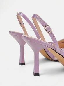 CUCCOO HITCHD 女士尖头高跟水钻蝴蝶结淡紫色缎面套脚鞋，优雅新娘、伴娘、婚礼宾客派对鞋 - 淡紫色 - 查看 12