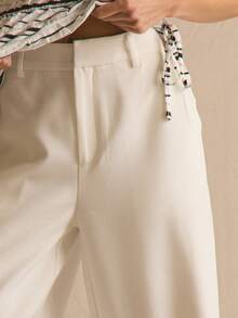 MUSERA 低腰修身阔腿裤 春夏舒适可爱日常少女度假春季穿搭休闲复活节 Casa De Muse - 白色 - 查看 5