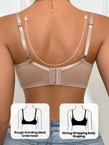 DesireSculpt Women's Comfortable Solid Flower Lace Scallop Trim Border Bow Tie Ornament Sexy Basic Spaghetti Strap Wire-Supported Lift & Instantlift Bra Wedding Push Up Bra Double Padded Push Up Bra Sexy Push Up Bra Cute Push Up Bra - Mocha Brown - View 3