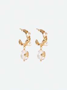 Opalesca Una variedad de pendientes con formas, colores y patrones de cuentas, adecuados para combinar con diferentes prendas de vestir, de estilo vintage, con decoración de cuentas, apropiados como accesorios de novia para bodas, de estilo hada, con decoración de perlas, adecuados para madres, damas y niñas, elegantes y de alta gama, con cuentas de cristal, apropiados como accesorios de novia para bodas, de estilo hada, con decoración de flores, con adornos de cristal, en color dorado - Dorado - Ver 5