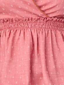 Nöista Dusty Rose Peplum Halter Top Features A Textured Fabric With A Deep V-Neckline. Spring Summer, Easter, Boho, Festival. - Red - View 7