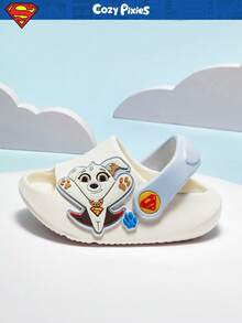 SUPERMAN X Cozy Pixies 1 Pair Cute & Versatile Non-Slip Summer Beach Flat Outdoor Slip-On Toddler Sandals - White - View 7
