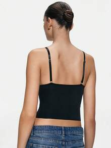 SHAPORA 1件女士修身深V吊带背心 - 黑色 - 查看 3