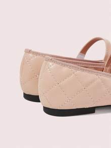 CUCCOO DOLLMOD Apricot Flat-Bottomed Commuter College Style Women's Fashion Simple Rhombus Pattern Shoes Women's Slip-On Versatile Ballet Shoes Mary Jane - Pink - View 4