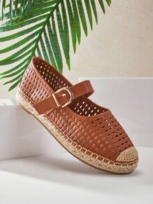 Solezae Women's Fashion Casual Comfy Round Toe Espadrilles - Maroon - View 2