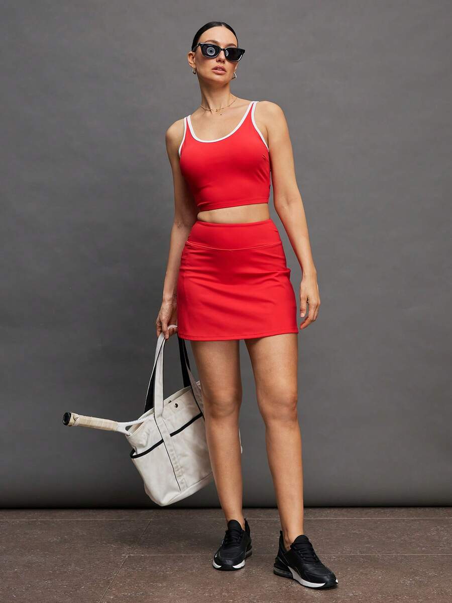 Activina Women's Contrast Trim Tennis Dress - Red - View 1