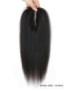 Human Hair Toppers Free Parted 10x12cm Base Hand-Wovened 100% Real Hairpieces, With Invisible Clips-In For Women, For High Hairline/Adding Volume On Top Natural Black Color - Natural Black - View 4