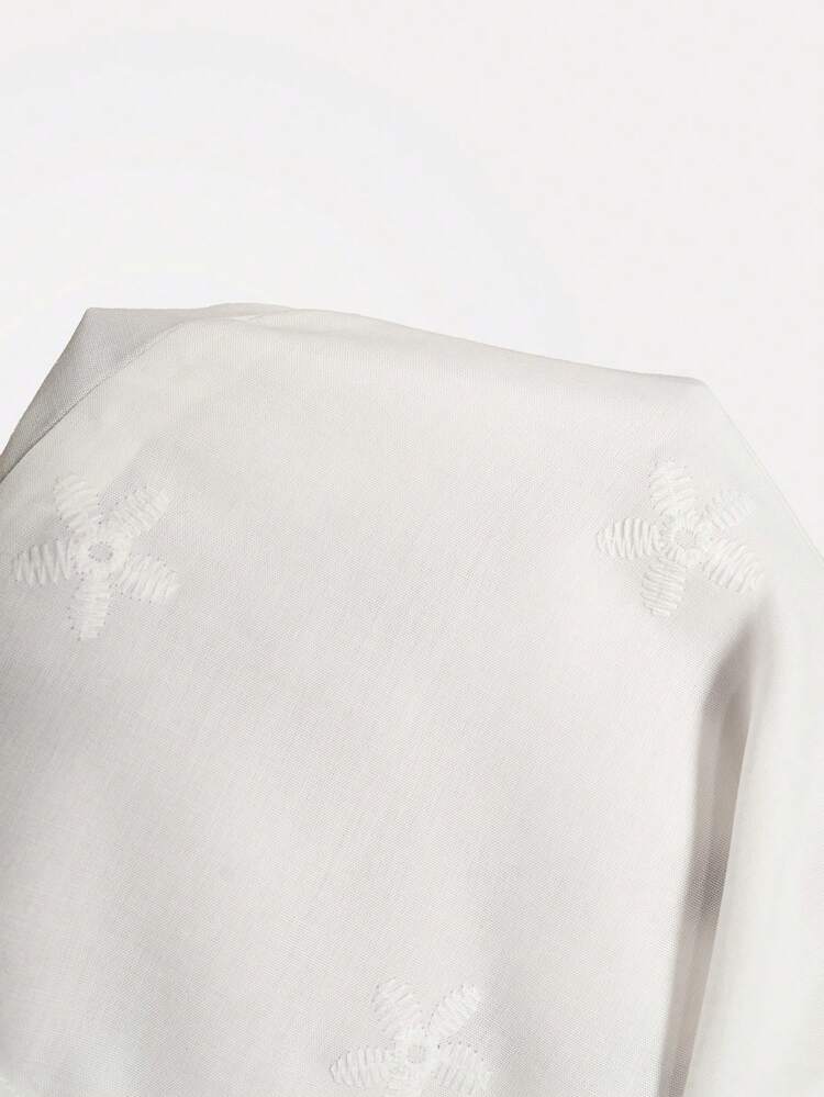 Plus Size Casual Solid Color Embroidered Dress Women's Summer Dresses Beach Dress Outfit For Women Casual Dresses For Women Summer Women's Summer Outfits White Summer Dress For Beach Summer Outfits For Women Beach Outfit For Women Casual Vacation Outfits Women Country Concert Outfit Peplum