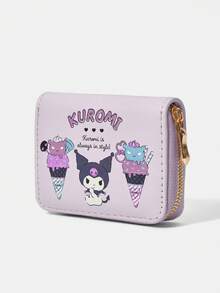 HELLO KITTY AND FRIENDS | SHEIN 1Pc Love Ice Cream Rabbit Pattern Simple Style Zipper Coin Purse, Suitable For Women. - Mauve Purple - View 2