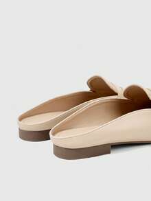 Sleekvia Women Shoes Spring And Summer New Round Toe Flat Bottom Apricot Mule Women's Shoes Daily Versatile Commuter Semi-Drag Lazy Shoes Flat Bottom Women's Shoes - Apricot - View 3