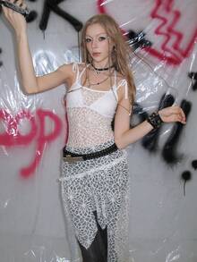 Bloopia 女士时尚白色蕾丝针织连衣裙 - 白色 - 查看 1