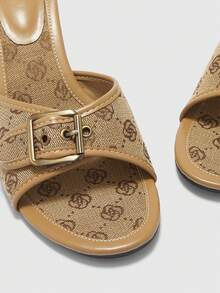 CUCCOO BIZCHIC Women's Rhinestone Embellished Casual Platform Slide Sandals - Brown - View 4