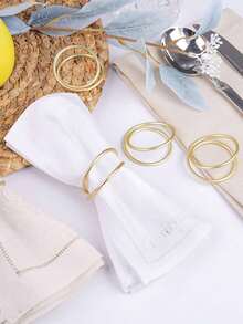 2/24 piezas Anillos de servilleta de metal en espiral, perfectos para decoraciones de mesa, bodas, fiestas y banquetes (Dorado mate). - Dorado - Ver 3