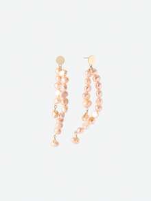 Opalesca 18K Gold Pale Pink Pearl Earrings, Elegant Casual Daily Accessory,Outfits,Old Money,Beaded,Wedding/Bridal Accessories,Fairycore/Fairy,Pearl,For Mom/Women/Girl/Mother,Elegant,Premium,Classy,Crystals,Valentine's Day,Gift - Gold - View 5