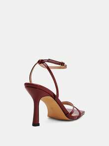 Glitzique 性感女士高跟凉鞋，9厘米细高跟，酒红色，优雅适合派对、婚礼、春夏 - 酒紅色 - 查看 6