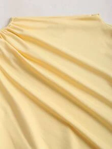 Sweetra Áo thun dài tay cổ cao xếp ly gợi cảm phong cách Y2K - Nhiều màu - Xem 4