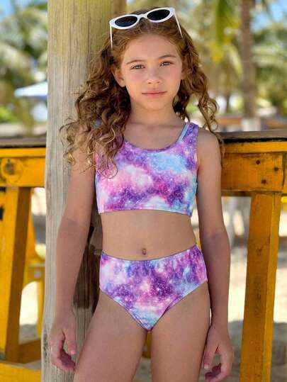 Emery Rose Kids Emery Rose Kids Tween Girl Ptinted Spaghetti Strap Bikini Top