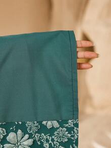 Al Najma Elegante bata larga con patrón floral de patchwork de jacquard, estilo tradicional árabe - Verde - Ver 8