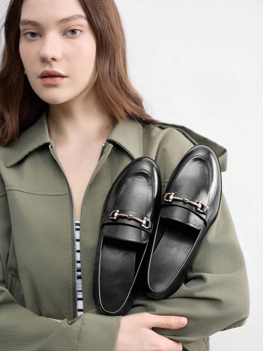 CUCCOO BIZCHIC Women's Metal Decor Casual Everyday Loafers Spring Shoes - Black - View 1