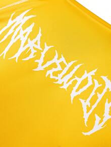 Manfinity Sport Polished Men's Letter Print Slim Fit Long Sleeve Athletic T-Shirt - Yellow - View 5