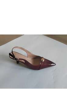 CUCCOO BIZCHIC Elegant Burgundy Pointed Toe High Heel Pumps For Commuting - Burgundy - View 6