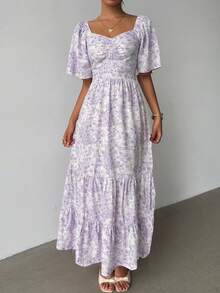 Selianne 印花长裙，适合夏季度假、海滩、音乐节等场合。 - 淡紫色 - 查看 5