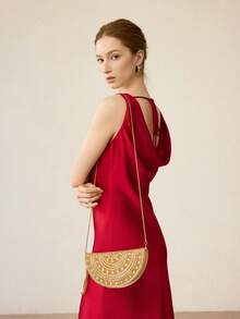 MOTF BOLSO DE NOCHE HECHO A MANO CON CUENTAS Y ADORNOS DE CRISTAL STRASS - Dorado - Ver 9