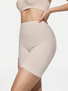 SHAPORA Quần short định hình dáng người dành cho nữ, màu trơn, kiểu dáng thường ngày, đa năng. - Màu be - Xem 5