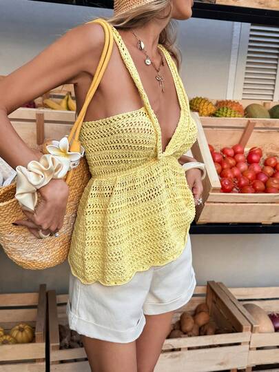 Selianne Women's V-Neck Ruffle Trim Knit Camisole Top, Versatile Design