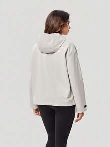 OutZeal Women Sports Jacket Hiking Camping Water-Resistant Hooded Front Half-Zip Active Top - Apricot - View 9