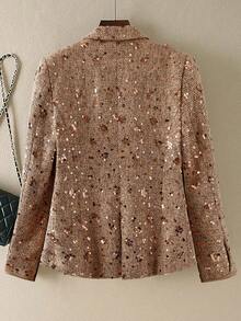Aveloria Rosie Sequin Embellished Chic Fitted Blazer, Sophisticated Versatile Design - Gold - View 2