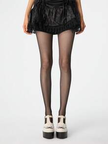 ROMWE Goth 女士休闲厚底粗跟高跟鞋，春秋季时尚纯色绒面革刺绣花卉图案玛丽珍高跟鞋，适合圣诞节Y2K风格 - 淺灰色 - 查看 2