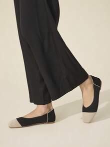 CUCCOO BASICS Women's Casual Contrast Color Slip-On Loafers - Black - View 8