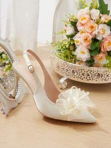 CUCCOO HITCHD Women's Pointed Toe Buckle Design Fashionable High Heels, Versatile For Daily Wear Wedding Shoes Spring Shoes Bride Shoes - White D - View 6