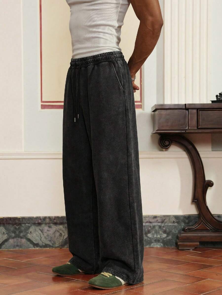 SWAVVY 男士休闲标准尺码卫衣，黑色纯色拼接植绒款