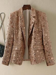 Aveloria Rosie Sequin Embellished Chic Fitted Blazer, Sophisticated Versatile Design - Gold - View 1