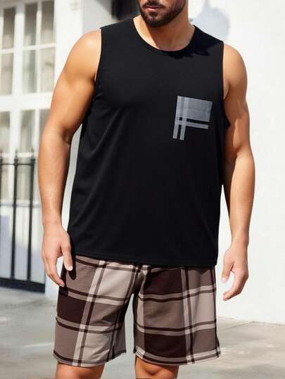 Pijama para Hombre sin Mangas Verano Set 2 Piezas Ligero Camiseta sin Mangas y Short Fresco y Cómodo Gris Oscuro Verde Oliva