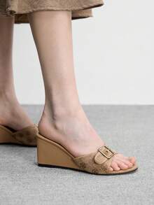 CUCCOO BIZCHIC Women's Rhinestone Embellished Casual Platform Slide Sandals - Brown - View 7