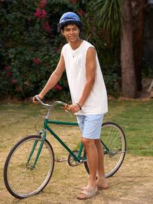 Open Phase Men's Lightweight Linen Breathable Casual Beach Shorts, Loose Fit, Summer - Baby Blue - View 4