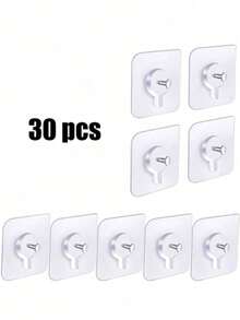 15pcs/30pcs Picture Frame Hanging Tool - Nail-Free Wall Hanging Nails, Photo Album Frame Wall Hanging Hooks - Clear - View 9