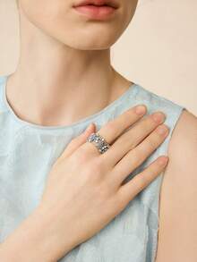 MOTF PREMIUM 18K镀银珠饰开口戒指 - 銀色 - 查看 7