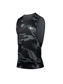 GymBeat Men's Camouflage Print Casual Sports Tank Top - Black - View 4