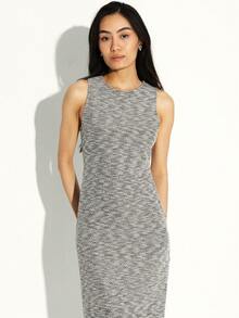 KSTM Sleeveless Heather Grey Midi Dress With Round Neck And Bodycon Fit For Casual Everyday Wear - Multicolor - View 4