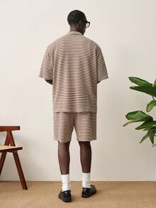STYNVO 男士条纹单排扣短袖衬衫和短裤休闲日常穿搭 - 彩色 - 查看 2