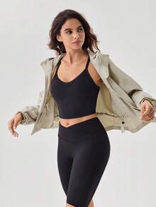 OutZeal Women Outdoor Jacket Daily Casual Water-Resistant Drawstring Waist Hooede Outdoor Top Spring - Light Grey - View 11